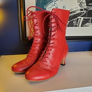Miss L Fire Frida red lace up boots,  size 8.5